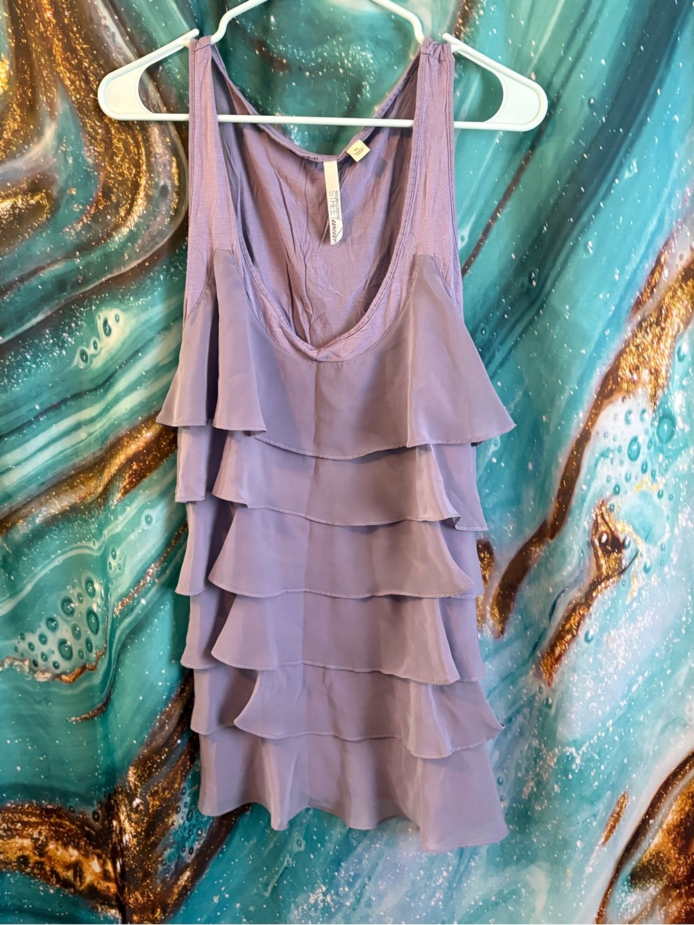 New York & Company Street Wear Lavender Tiered Ruffle Camisole